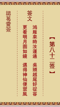 诸葛神签82签解签 诸葛神签第82签在线解签