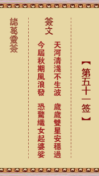诸葛神签51签解签 诸葛神签第51签在线解签